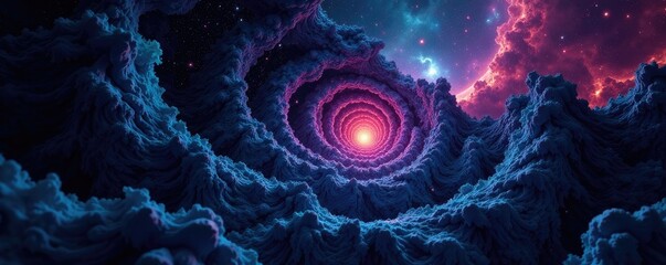 Wall Mural - Deep space fractal geometry forms a dark wall of infinite depth, dark, abstract