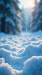 dazzling silver glitter shines in a frosty winter scene, snowy, icy