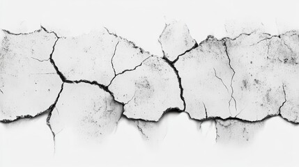 Poster - detailed cracked texture on a white background with poor edges and realistic appearance for artistic