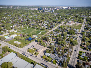 Wall Mural - City view from above with a park in the middle