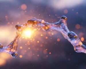 Aufkleber - Contemporary Molecular Structure Visualization Illuminated Biotech Graphics on Darkscape - Innovative Medical Research Tool for Healthcare Advancement and Scientific Communication