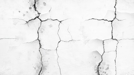 Poster - Cracks on a White Wall with Texture and Detail, Isolated Background for Use in Design and Illustration Projects