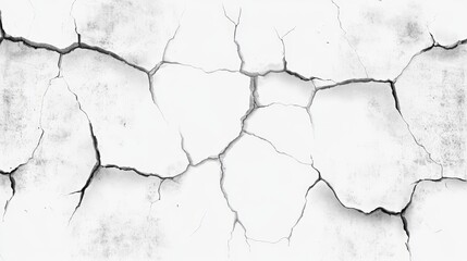 Poster - Detailed Close-Up of Isolated Cracks on a Clean White Wall Surface Showing Texture and Imperfections