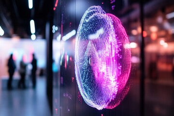 Leinwandbilder - Neon Digital Currency Display Futuristic Neon Office with Diverse Professionals and Interactive Finance Screens - Next-Gen Fintech Collaboration and Modern Business Innovation