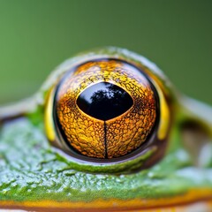 Aufkleber - Macro Biophilic Imagery Frogs Golden Eye and Green Skin Textures for Eco-Friendly Campaigns in Conservation and Sustainable Living