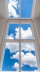 Leinwandbilder - Contemporary Minimalist Skylight Window Design Angled Glass Panels in White Frame for Natural Illumination and Modern Interior Aesthetics in Residential Architecture