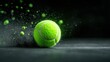 © maesarin - Tennis Ball at the Moment of Dynamic Impact on a Tennis Court with Dramatic Motion Speed and Energy Effects