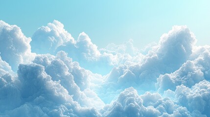 Poster - Soft, fluffy clouds create a stunning spectacle against a light blue sky, evoking a sense of tranquility and awe. The early morning light enhances their beauty, inviting wonder