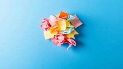 Poster - Colorful Pixel Art Decor Vibrant Sticky Notes Cluster in Office Icon Shape on Bright Surface - Enhancing Workplace Culture and Creative Marketing Strategies