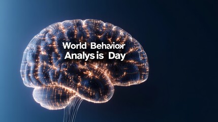 Aufkleber - Digital Neural Blueprint Illuminated Brain Graphic for World Behavior Analysis Day - Futuristic Visualization in AI Research and Cognitive Science Marketing