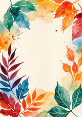 Poster - Vivid Watercolor Leaves on White Background for Nature and Botanical Themes. Generative AI