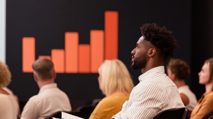 Fototapete - Contemporary Business Presentation Diverse Audience Engages with Interactive Data Analytics on Screen - Modern Insights and Decision-Making Tools for Corporate Growth