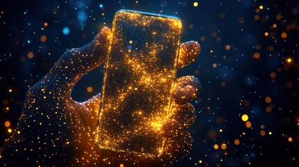 Poster - Glowing digital phone in hand.