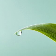 Poster - Eco-Chic Spring Renewal Morning Dew on Leaf in Pastel - Visual Content for Sustainable Brands and Nature-Inspired Marketing Campaigns