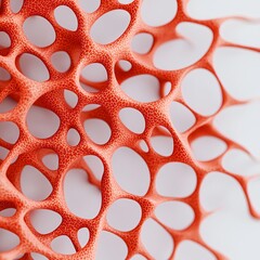 Fototapete - Abstract Coral Colored 3D Network Structure Organic Cellular Mesh Complex Interconnected Design