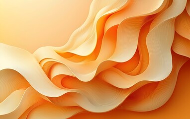 Wall Mural - A vibrant abstract composition of soft waves in shades of orange and cream, creating a dynamic flow that evokes warmth and tranquility.