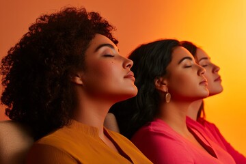 Aufkleber - Contemporary Wellness Ambiance Soft Orange Light Therapy in Home Office for Relaxation - Evening Glow for Urban Latina Women, Stylish Tech and Lifestyle Content
