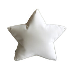 Poster - This image shows a plush white star-shaped pillow against a black background, ideal for home decor.