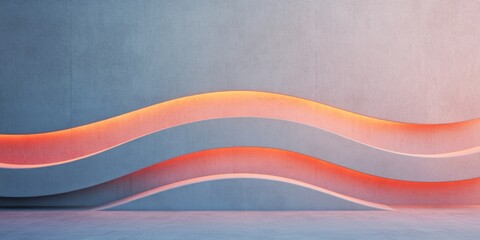 Aufkleber - Contemporary Urban Holiday Vibes Illuminated Waves on Concrete - Winter Festive Event Ambiance for Modern Nightlife Venue Design