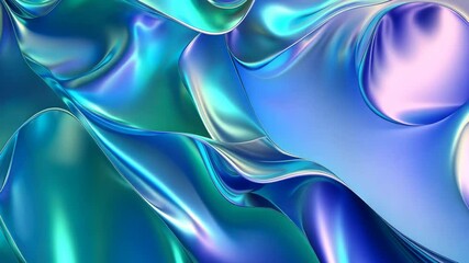 Poster - Colorful iridescent waves flow in mesmerizing abstract motion