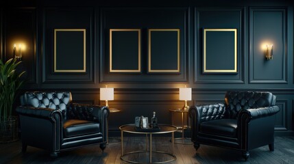 Poster - Warm and inviting spaces featuring blank art frames.