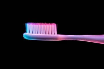 Poster - Neon Glitch Oral Care Pixelated Toothbrush Art for Modern Hygiene Branding - Innovative Digital Aesthetics in Dental Health Marketing