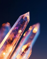 Poster - Luminous Crystal Art Ethereal Digital Design with Sacred Geometry in Tech Marketing - Spiritual Wellness Content for Metaphysical Awakening