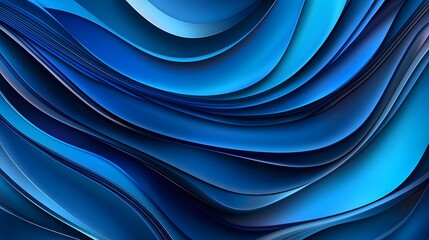 Poster - Mesmerizing Abstract Blue Fluid Waves Dynamic Digital Geometric Patterns and Smooth Flowing Curves  Visually captivating and harmonious composition of abstract shapes lines