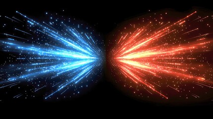 Wall Mural - abstract cosmic energy: blue and red light rays clash in a dazzling display of power and intensity