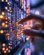 © Ryzhkov - Tech-Chic Energy Interface Hand Interacting with Illuminated Circuit Board and Energy Storage Battery - Leading Renewable Research and Sustainable Tech Innovation for Future Industries