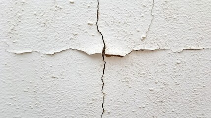 Poster - White Cracked Surface with Empty Spaces and Distressed Texture for Interior and Exterior Design .White empty surface with cracks. Cracked white wall. Crack on white surface. Texture of wall with crack