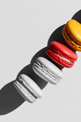 Aufkleber - Vibrant Minimalism Colorful Macarons on Textured Backdrop - Gourmet Pastry Marketing and Contemporary Dessert Showcase for Visual Branding