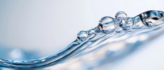 Poster - Clear Aesthetic Water Motion Transparent Bubble Fluid Dynamics in Blue Tones - Innovative Visual Content for Environmental Awareness and Water Industry Marketing