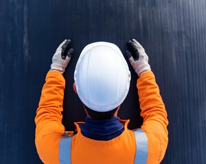 Aufkleber - Contemporary Construction Aesthetics Safety Gear and Survey Tools on Site Showing Industrial Precision and Progress - Enhancing Modern Urban Development Efficiency
