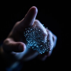 Aufkleber - Interactive Digital Transformation Holographic Interface with Networked Nodes - Tech Industry Innovation for Enhanced Data Visualization and Strategic Business Solutions