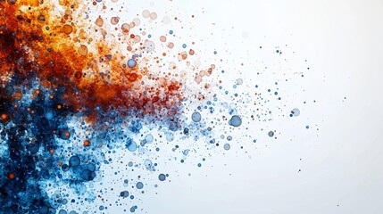 Fototapete - Abstract Blue and Orange Ink Splatter Background Dynamic Vibrant Bubble Texture Design