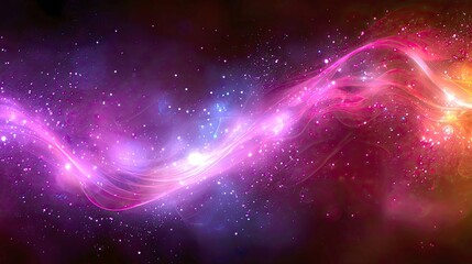 Wall Mural - cosmic dreamscape: abstract galaxy art, vibrant pink, purple, and red glowing nebula waves, magical 