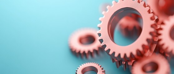 Aufkleber - Futuristic Tech Innovation Polished Metallic Gears in Motion - Industrial Automation Showcase for Modern Manufacturing Efficiency