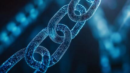 Abstract Digital Chain Link Technology Background Blue Network Secure Data Web Code Binary Future   