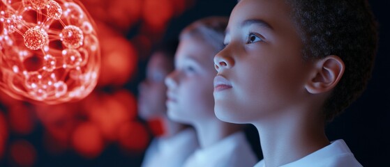 Poster - Holographic Learning Environments Interactive STEM Display with Digital Molecules and Sleek Design - Engaging Educational Technology for Youth Innovation