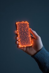Leinwandbilder - Futuristic Holographic Smartphone Interface Illuminated Connectivity in Hand High-Tech Digital Marketing and Modern User Interaction Solutions