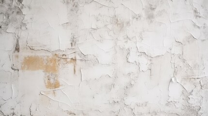 Poster - Textured White Wall with Cracks and Peeling Paint, Evoking an Aged and Weathered Appearance Ideal for Design and Background Uses