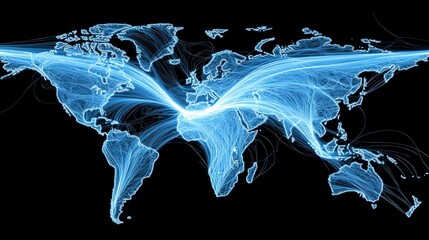 Poster - Global data flow visualization worldwide infographic digital realm abstract view connectivity concept
