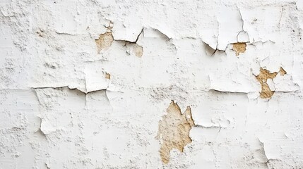 Poster - Close-Up of Peeling White Paint on Textured Surface Highlighting Age and Wear, Showing Cracks and Flakes for Artistic and Creative Use