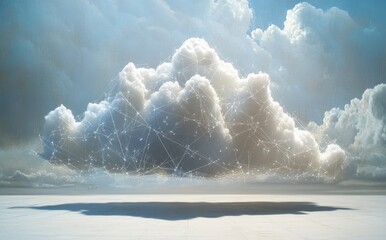 Aufkleber - Dreamy cloud with digital connections suspended in a serene sky, evoking a sense of technology and innovation in nature and the digital realm.