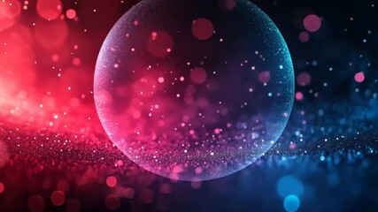 Poster - Abstract bokeh light sphere expansion with vibrant red and blue glow
