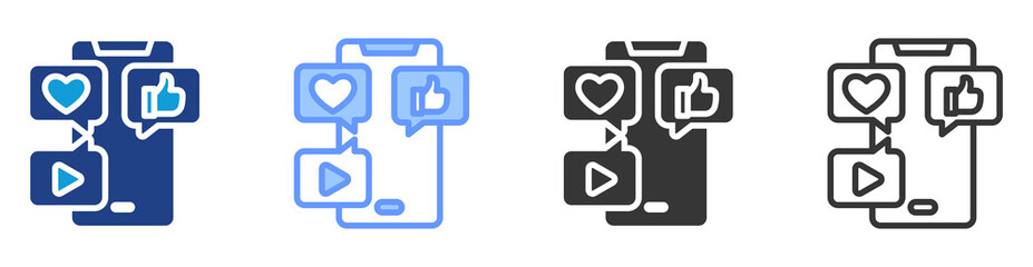 Poster - Social media icon set multiple style collection