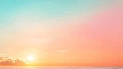 Poster - Breathtaking sunset over a serene tropical landscape with a vibrant gradient of warm orange and pink colors in the sky  The image evokes a sense of tranquility peace and natural beauty