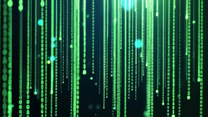Aufkleber - Abstract digital code rainfall matrix effect in green flowing lines animation