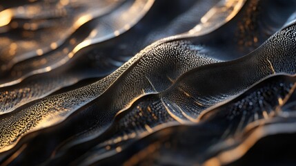 Wall Mural - Abstract Black and Gold Wavy Metallic Texture